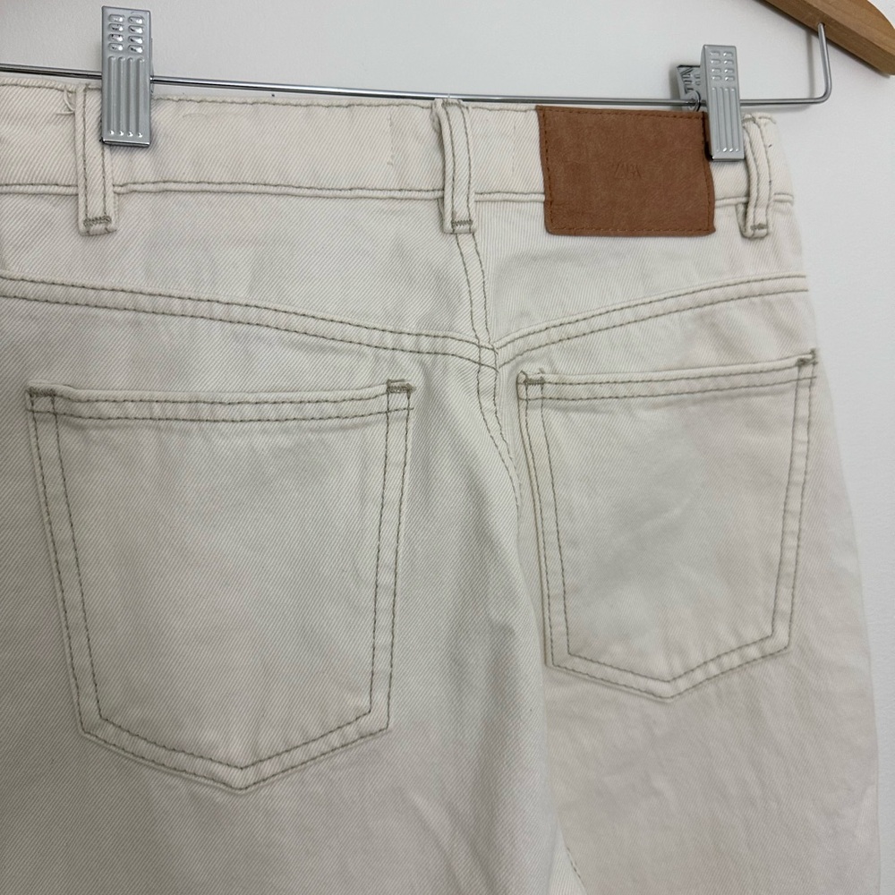 Zara High Rise Straight Leg Jeans-Cream - Picture 4 of 4